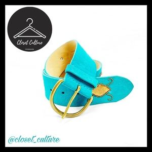 Leather Teal Boho Beaded Belt